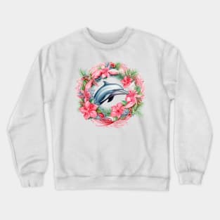 Pink Christmas Dolphin Crewneck Sweatshirt